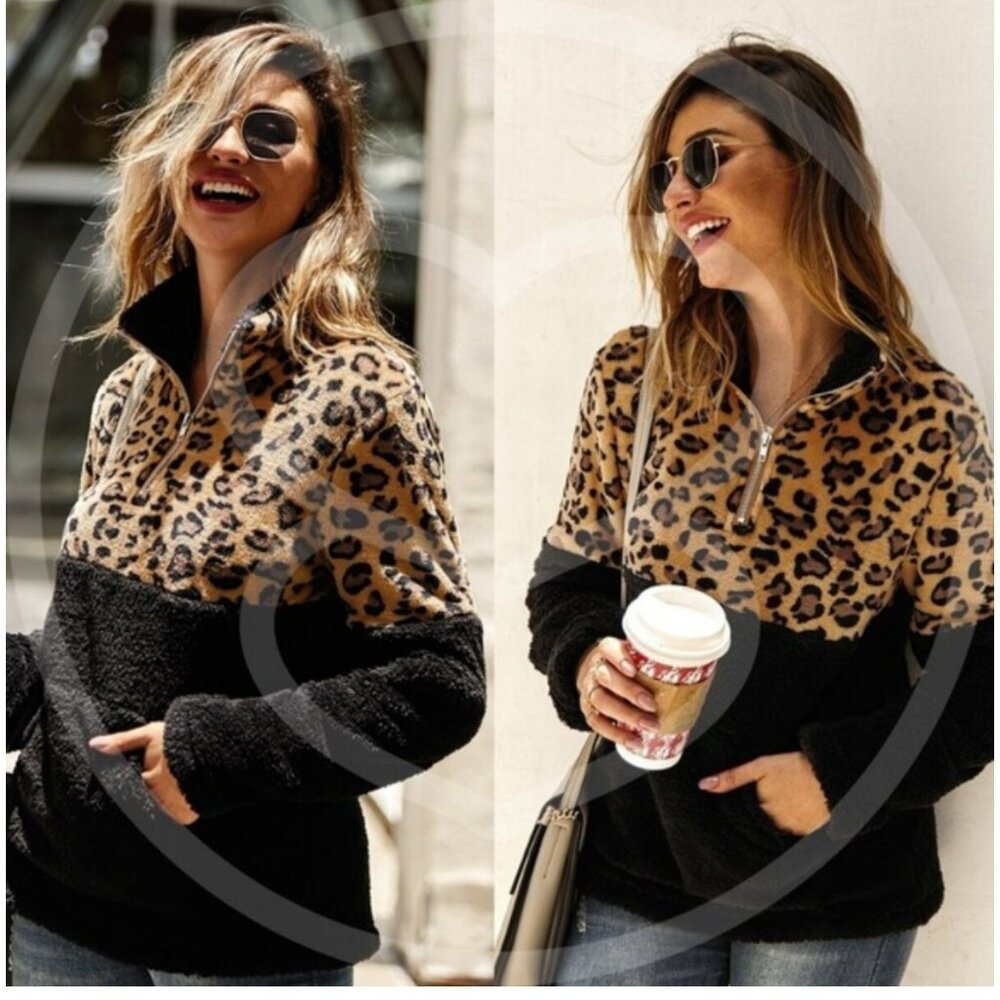 New L&B Lucky & Blessed Animal Print Cheetah Pullover Oversized Sweater Size L